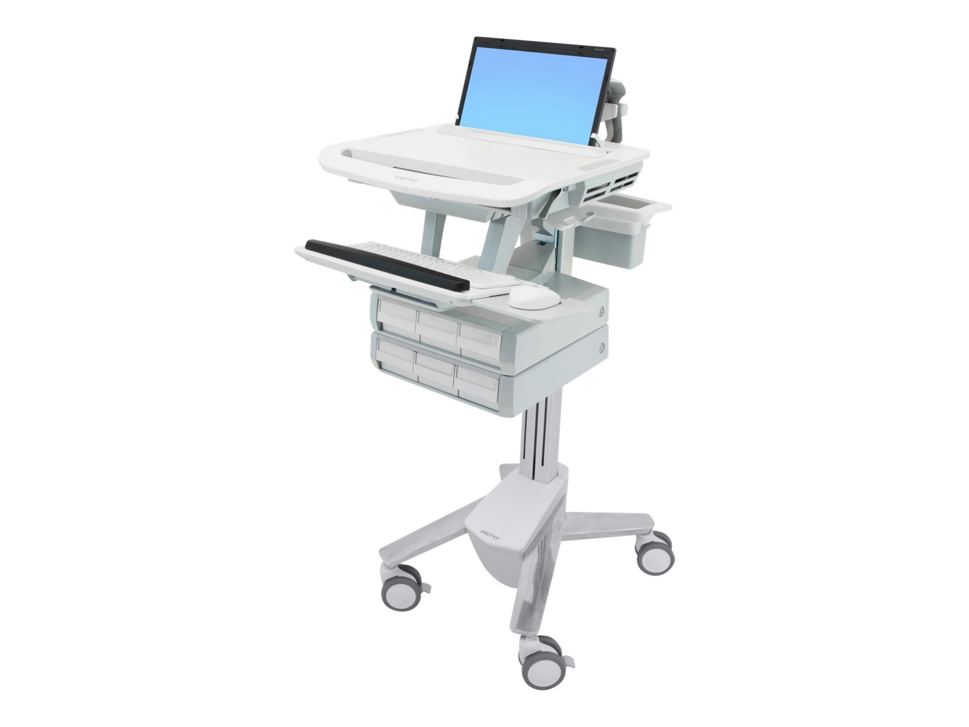 Ergotron chariot - architecture ouverte - pour ordinateur portable/clavier/souris/scanner - gris, blanc, aluminium poli
