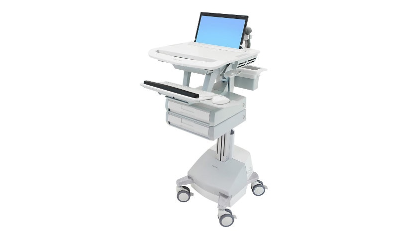 Ergotron StyleView Laptop Cart, SLA Powered, 2 Drawers - cart - for notebook / keyboard / mouse / scanner - gray, white,
