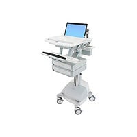 Ergotron StyleView Laptop Cart, SLA Powered, 2 Drawers - cart - for notebook / keyboard / mouse / scanner - gray, white,