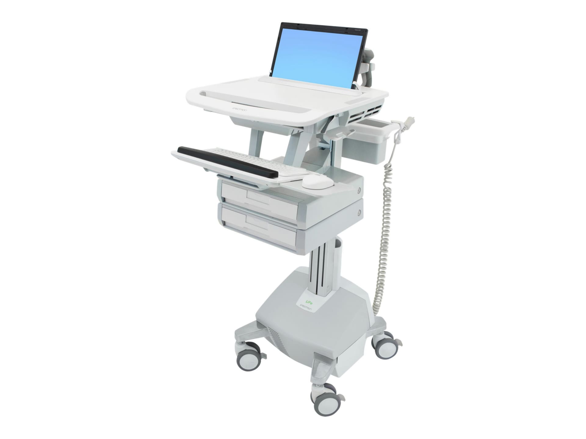 Ergotron StyleView cart - open architecture - for notebook / keyboard / mouse - gray, white, polished aluminum - TAA