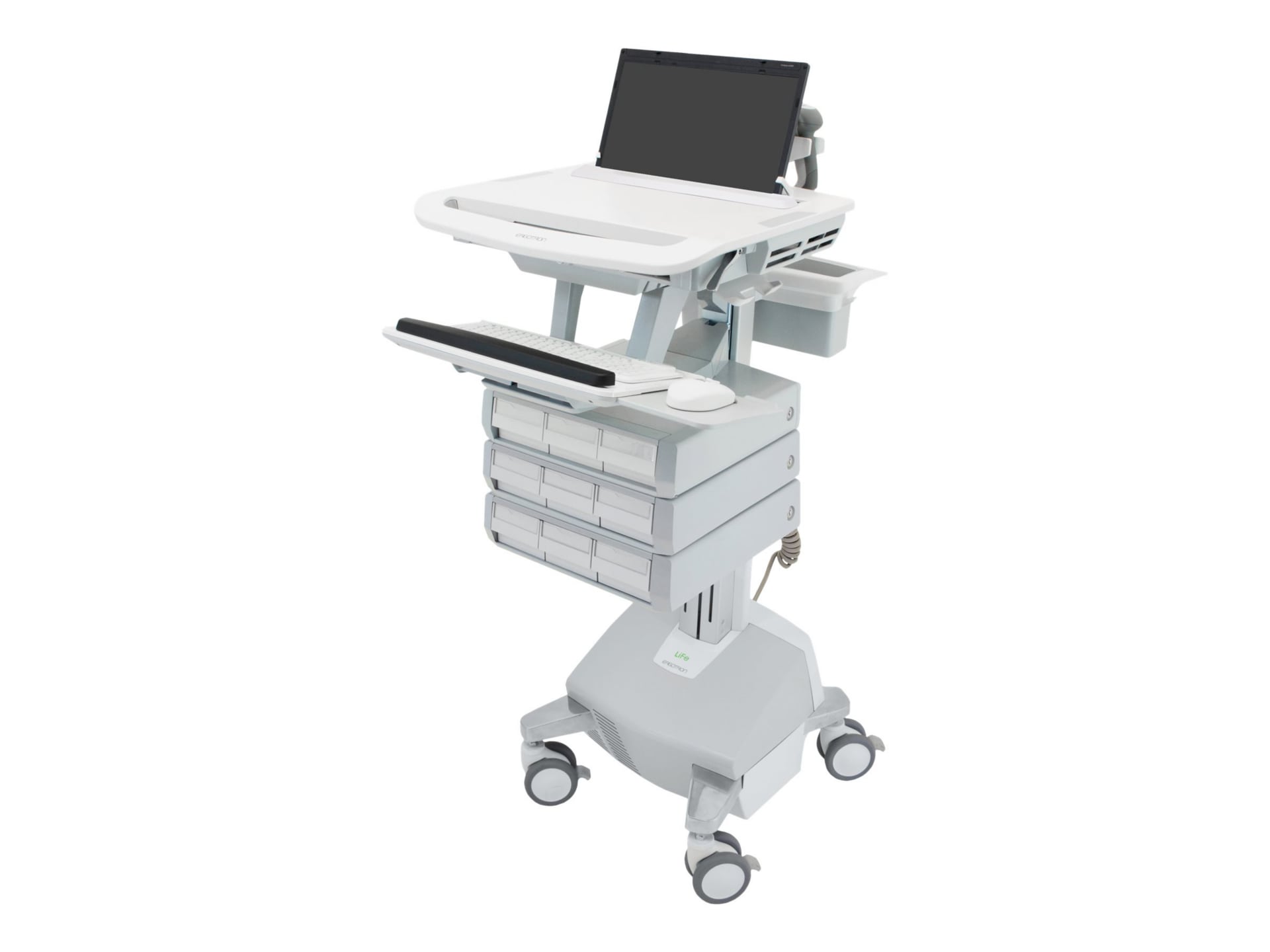 Ergotron StyleView - cart - open architecture - for notebook / keyboard / mouse - gray, white, polished aluminum - TAA