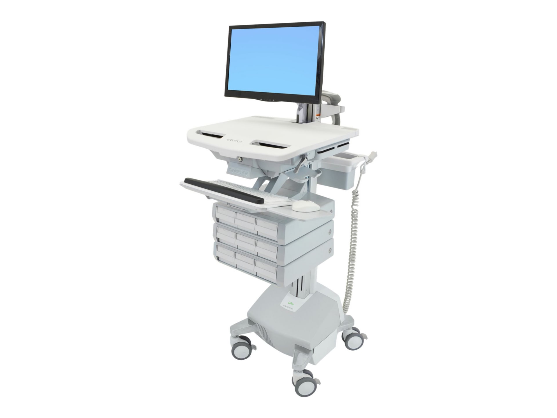 Ergotron StyleView Cart with LCD Arm, LiFe Powered, 9 Drawers cart - for LCD display / keyboard / mouse / barcode