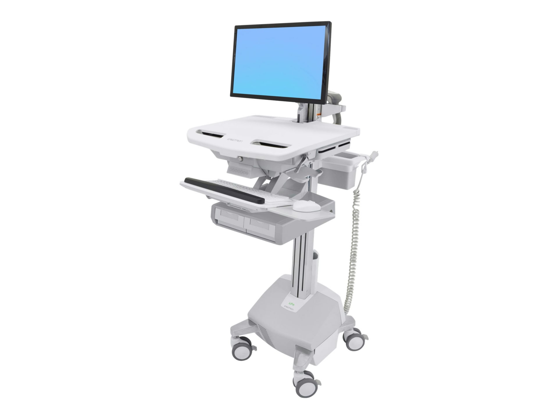 Ergotron StyleAfficher le panier with LCD Arm, LiFe Powered, 2 Drawers cart - open architecture - for LCD display / keyboard /