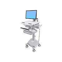 Ergotron StyleAfficher le panier with LCD Arm, LiFe Powered, 2 Drawers cart - open a