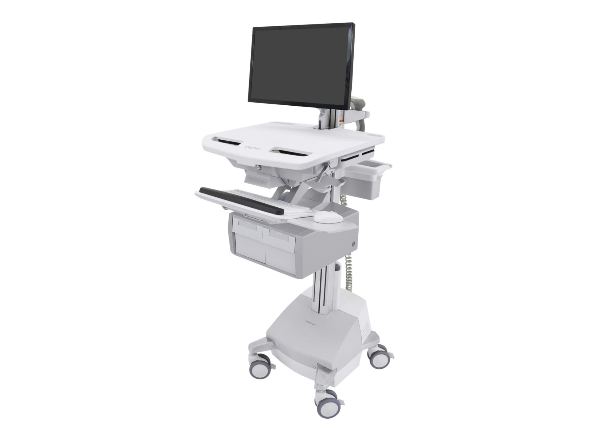 Ergotron StyleAfficher le panier with LCD Arm, SLA Powered, 2 Tall Drawers cart - op