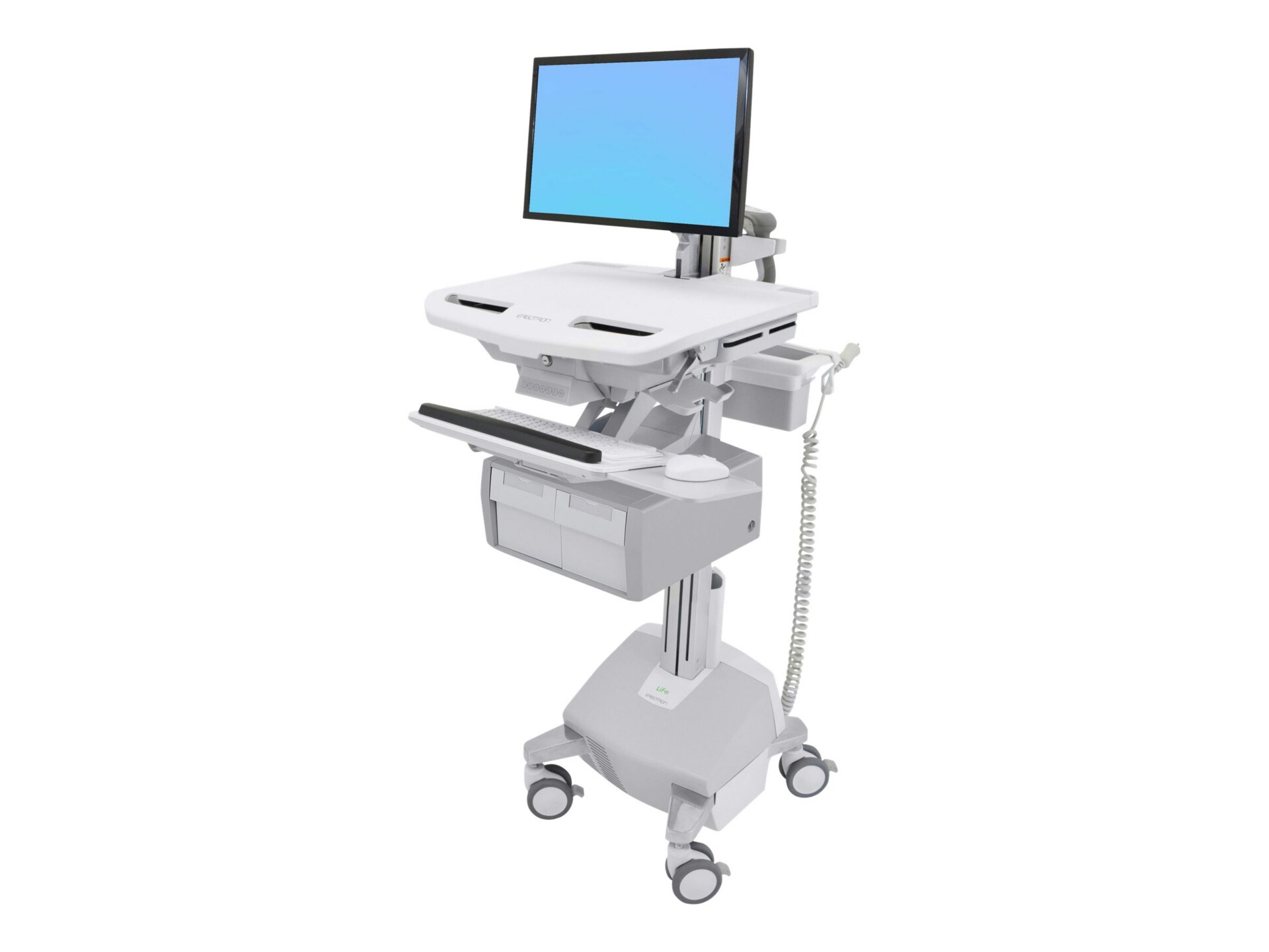 Ergotron StyleAfficher le panier with LCD Arm, LiFe Powered, 2 Tall Drawers cart - open architecture - for LCD display / keyboard