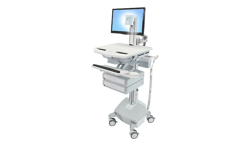 Ergotron StyleView cart - for LCD display / keyboard / mouse / CPU / notebook / barcode scanner - gray, white, polished