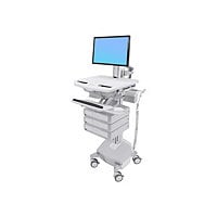Ergotron StyleView Cart with LCD Pivot, LiFe Powered, 3 Drawers cart - open