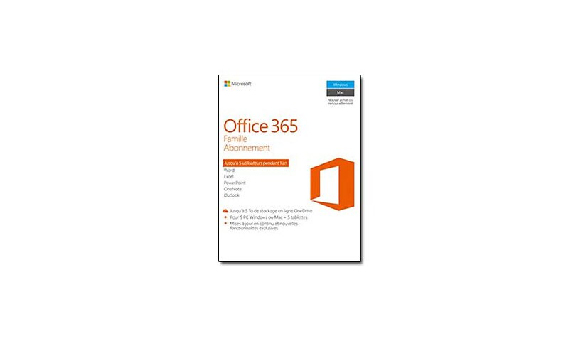 Microsoft 365 Family - version boîte (1 an) - jusqu'à 6 personnes