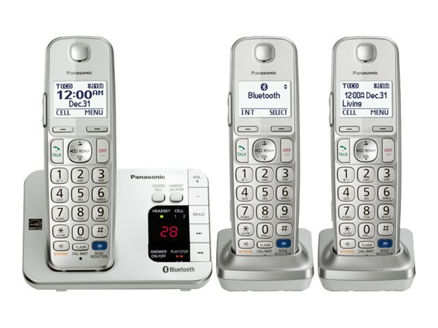 Panasonic KX-TGE263S - cordless phone - answering system - Bluetooth interface with caller ID/call waiting + 2