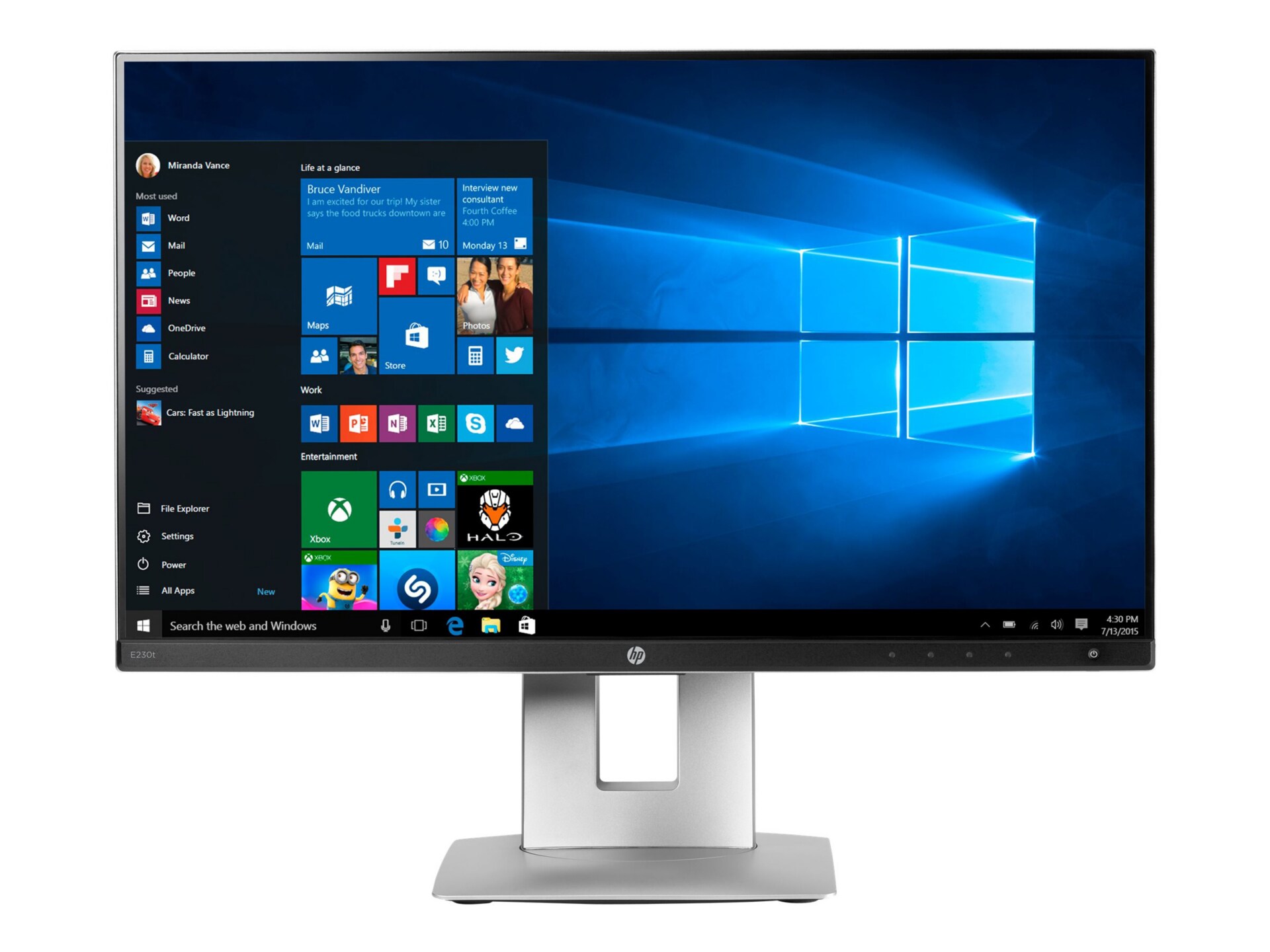HP EliteDisplay E230t - LED monitor - Full HD (1080p) - 23"- Without stand