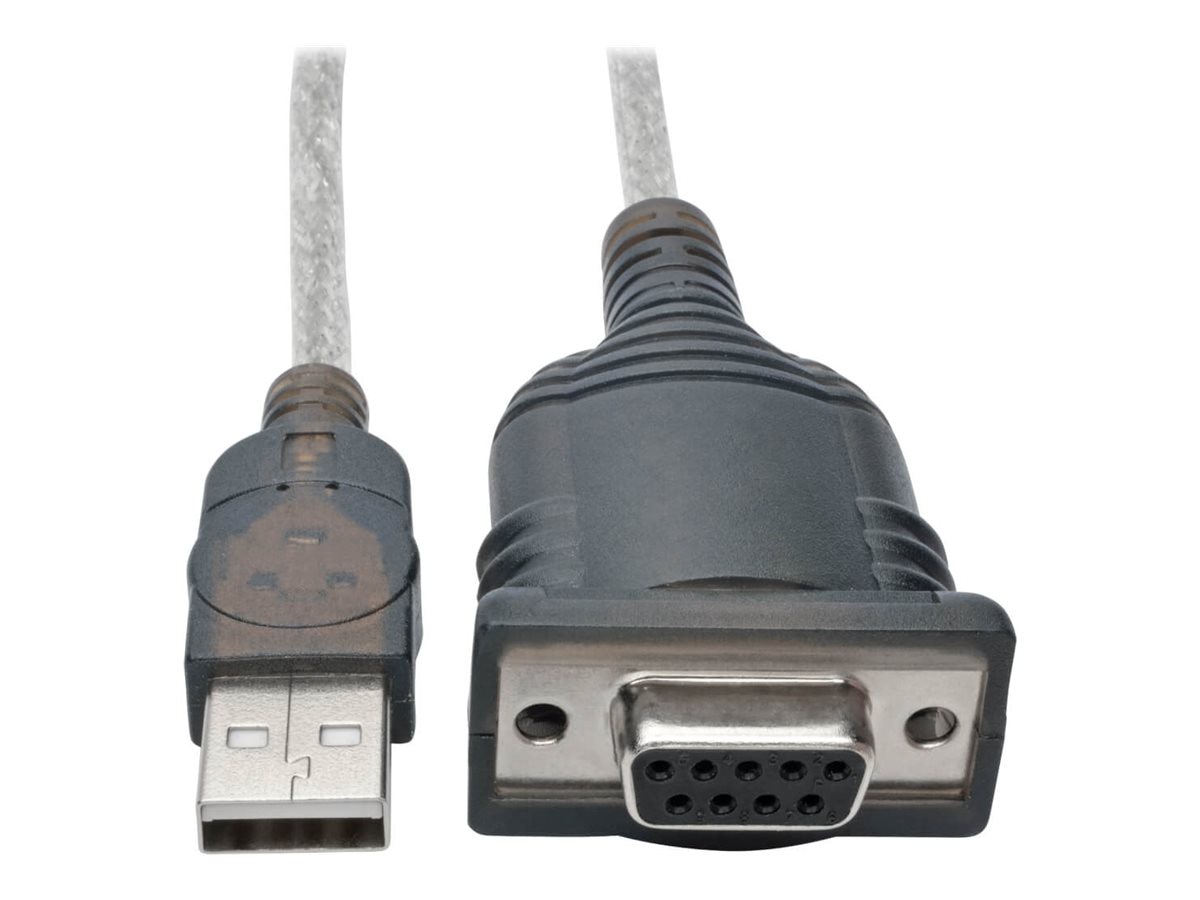 Tripp Lite 18in USB to Null Modem RS232 DB9 Adapter FTDI, COM Retention M/F