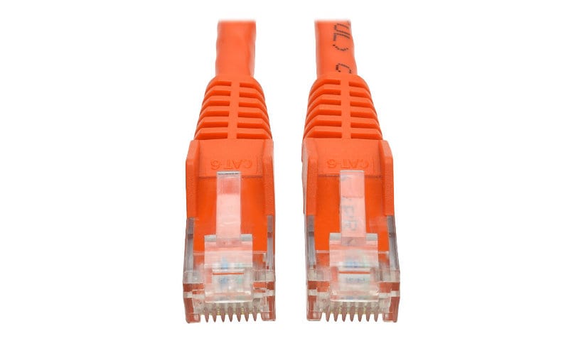 Eaton Tripp Lite Series Cat6 Gigabit Snagless Molded (UTP) Ethernet Cable (RJ45 M/M), PoE, Orange, 1 ft. (0.31 m) -