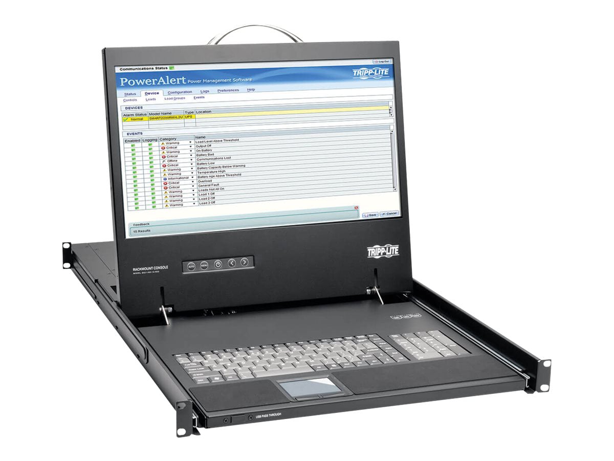 Thumbnail 2 of 9 for Eaton Tripp Lite Series Rack Console 1URM DVI, VGA for KVM Switch, 19" LCD 1080p Rackmount TAA - KVM console - Full HD
