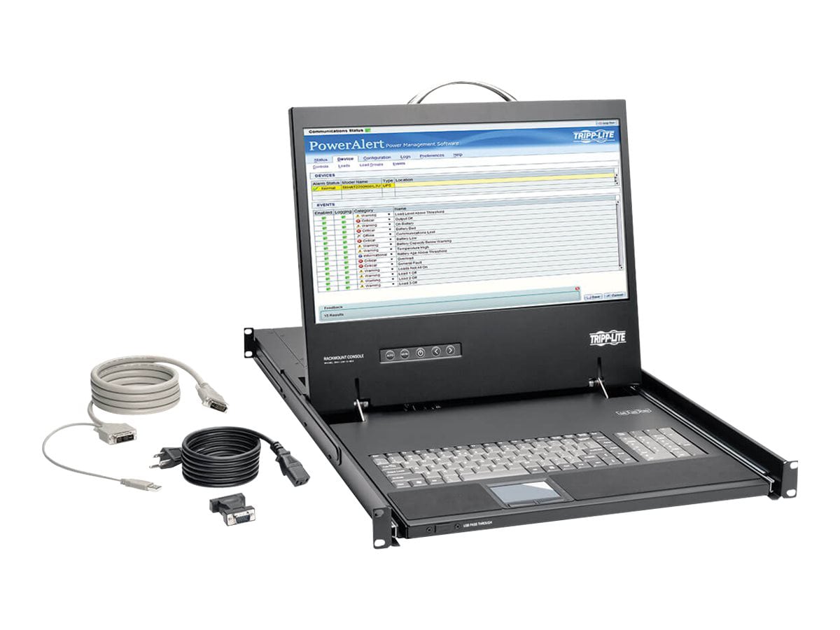 Thumbnail 5 of 9 for Eaton Tripp Lite Series Rack Console 1URM DVI, VGA for KVM Switch, 19" LCD 1080p Rackmount TAA - KVM console - Full HD