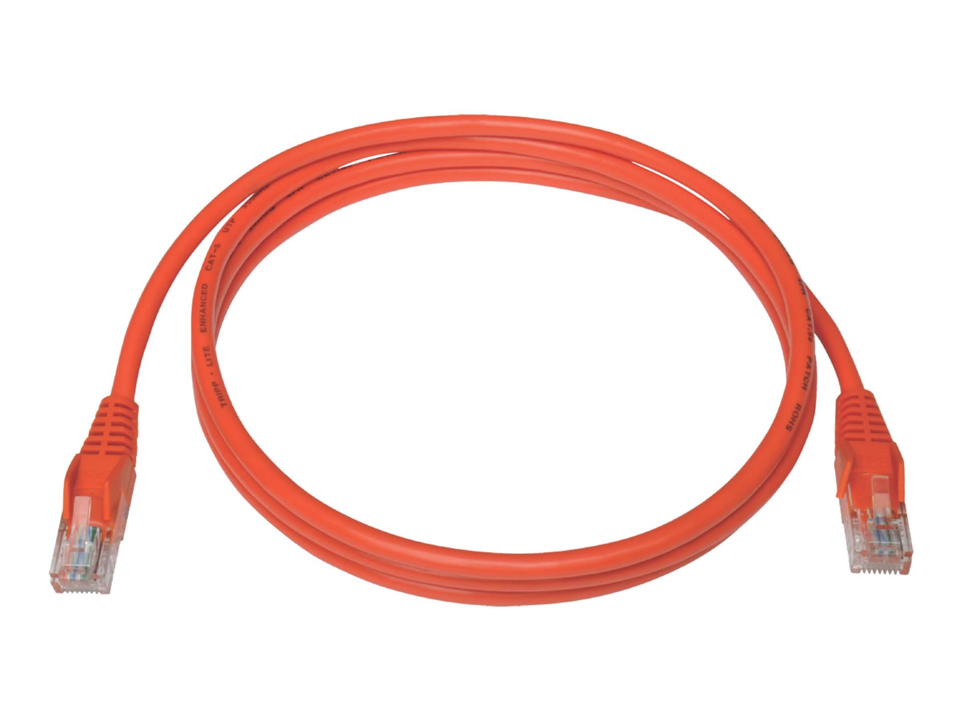 Eaton Tripp Lite Series Cat5e 350 MHz Snagless Molded (UTP) Ethernet Cable (RJ45 M/M), PoE - Orange, 5 ft. (1.52 m) -