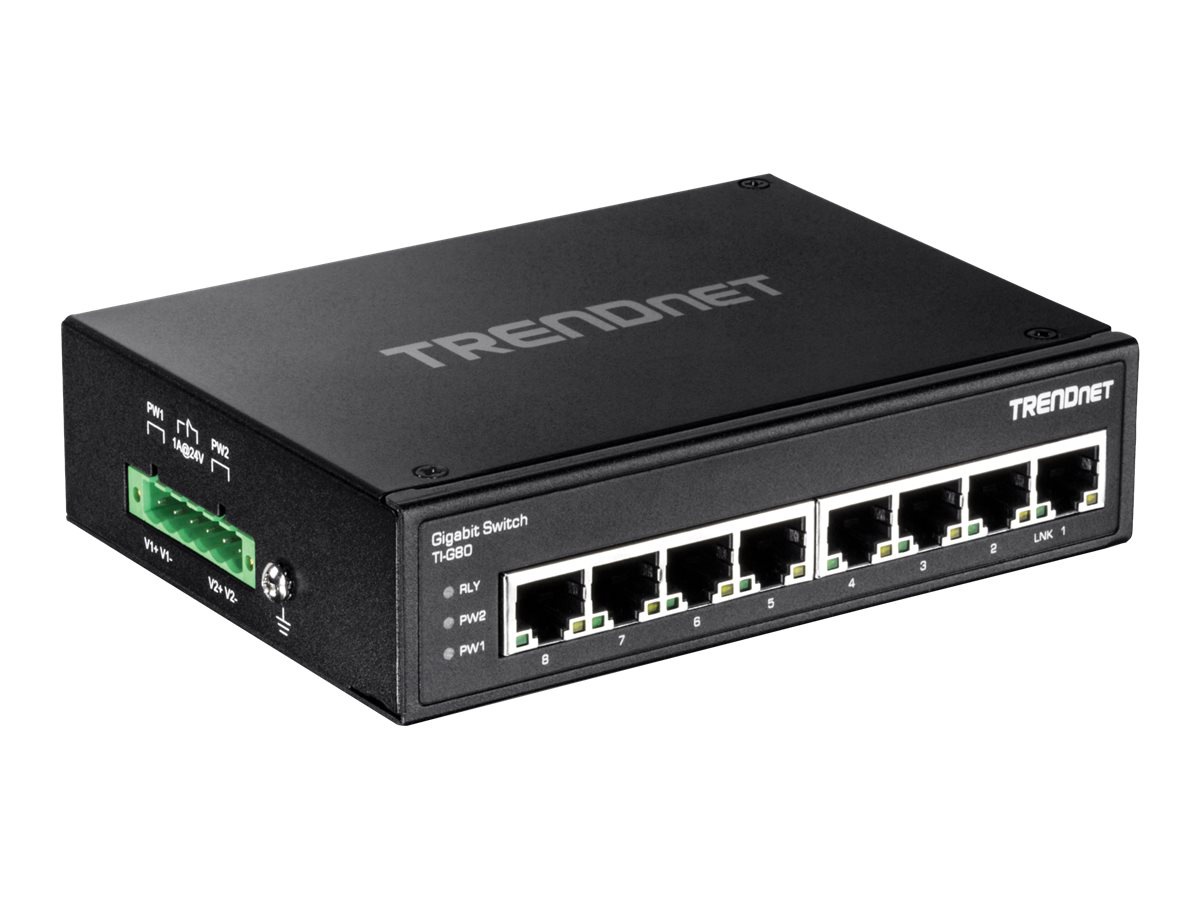 TRENDnet 8-Port Hardened Industrial Gigabit DIN-Rail Switch, 16 Gbps Switch
