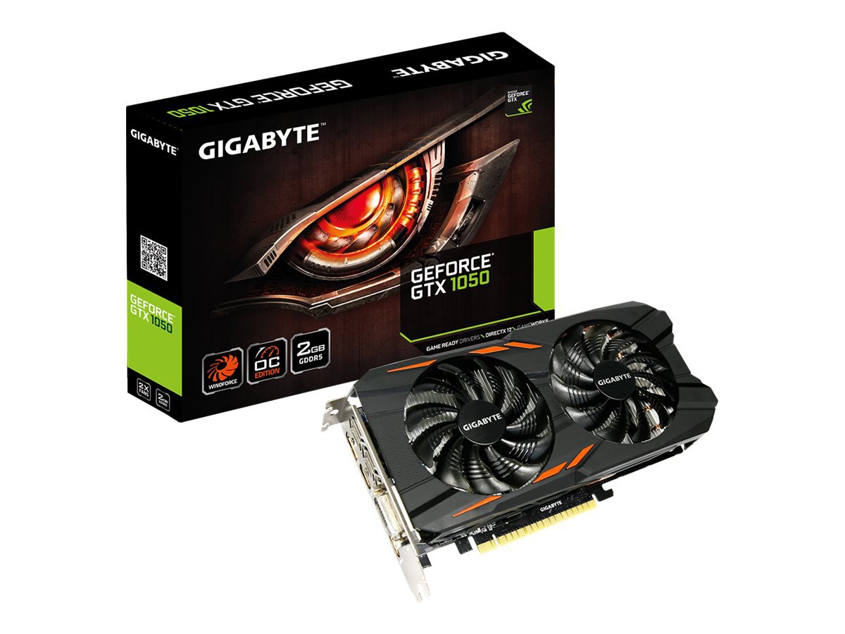 Gigabyte GeForce GTX 1050 Windforce OC 2G - graphics card - NVIDIA GeForce GTX 1050 - 2 GB