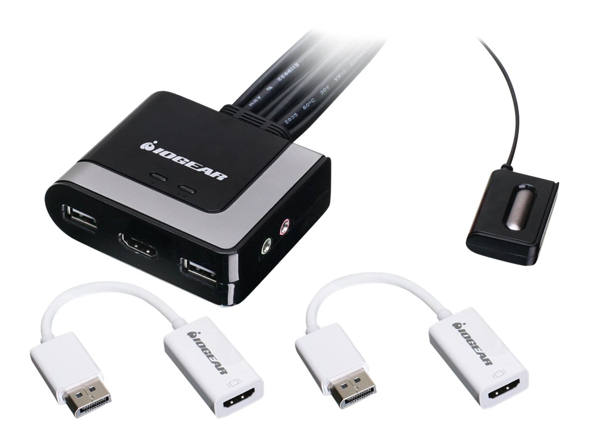 IOGEAR 2-Port HD Cable KVM with DisplayPort Adapters