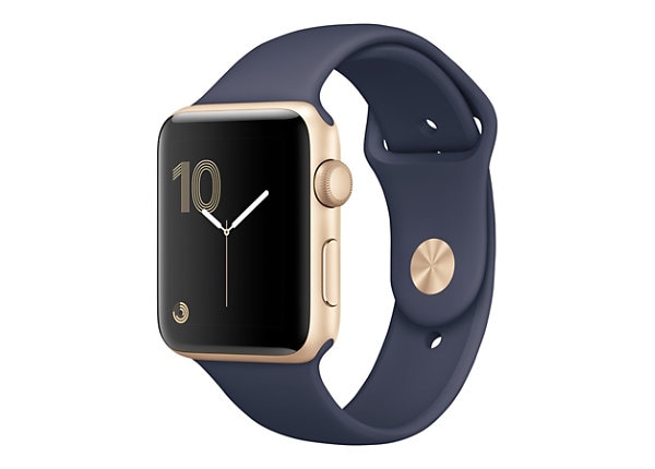 Apple Watch Series 2 - gold aluminum - smart watch with sport band midnight blue