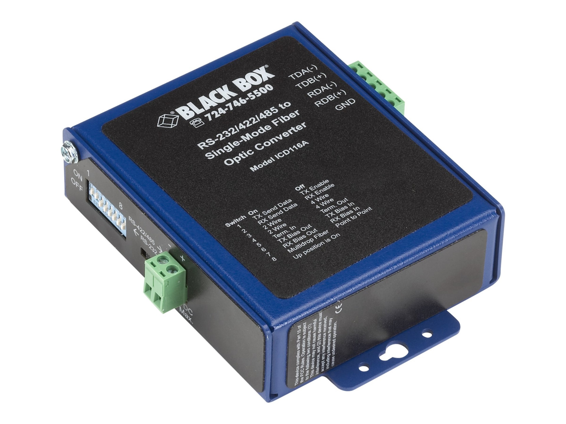 Black Box Industrial Opto-Isolated Serial to Fiber - short-haul modem - ASCII, serial, Modbus