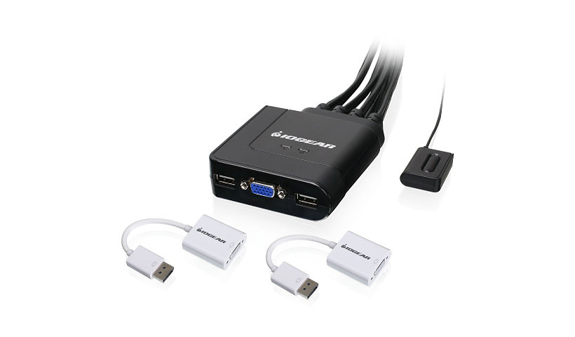 IOGEAR 2-Port USB VGA Cable KVM with DisplayPort Adapters