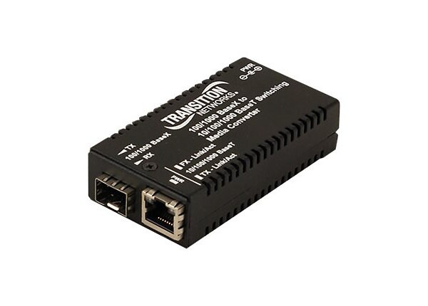 Transition Networks Stand-Alone Mini Gigabit Ethernet Media Converter - fiber media converter - 10Mb LAN, 100Mb LAN,