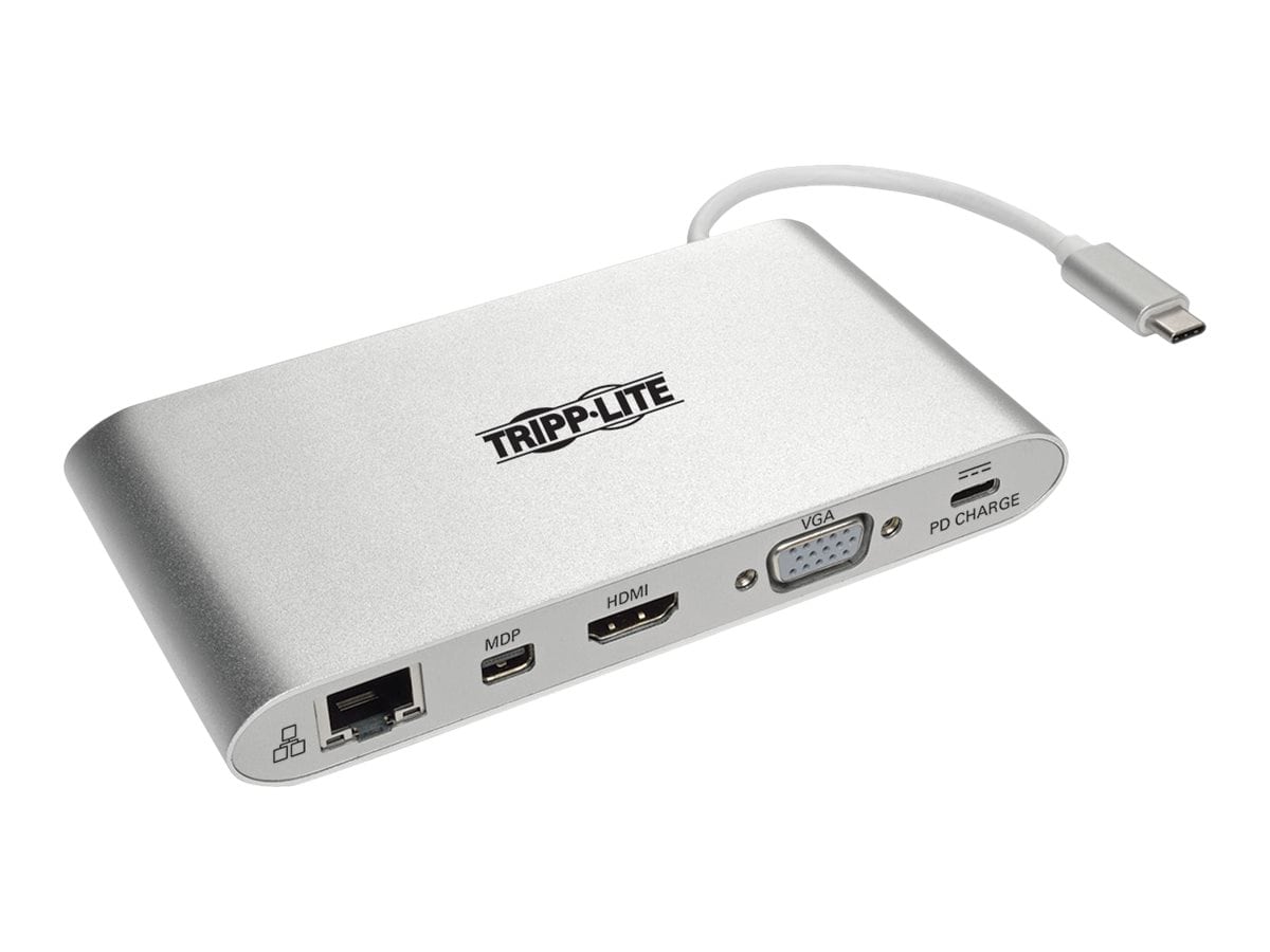 Station d’accueil Tripp Lite USB C 4k avec concentrateur USB, HDMI VGA mDP Gbe et recharge PD