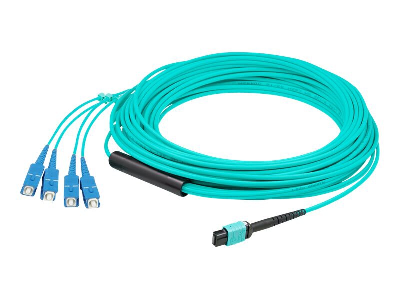 Proline 6m MPO (F)/8xSC (M) 8-Strand Aqua OM4 Multiple OFNR Fanout Cable