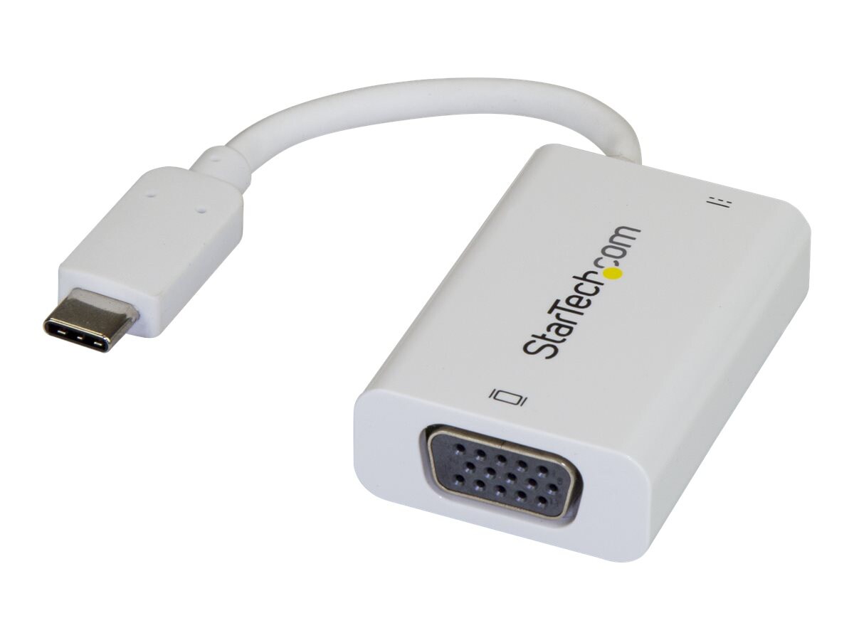 StarTech.com USB C to VGA Adapter Converter w/ 60W PD Pass-through - White