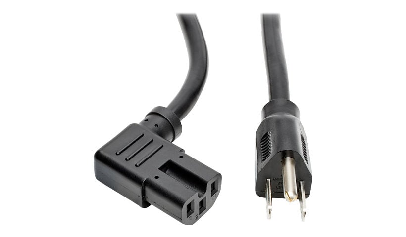 Eaton Tripp Lite Series Power Cord, NEMA 5-15P to Right-Angle C15 - Heavy-Duty, 15A, 125V, 14 AWG, 8 ft. (2.43 m), Black