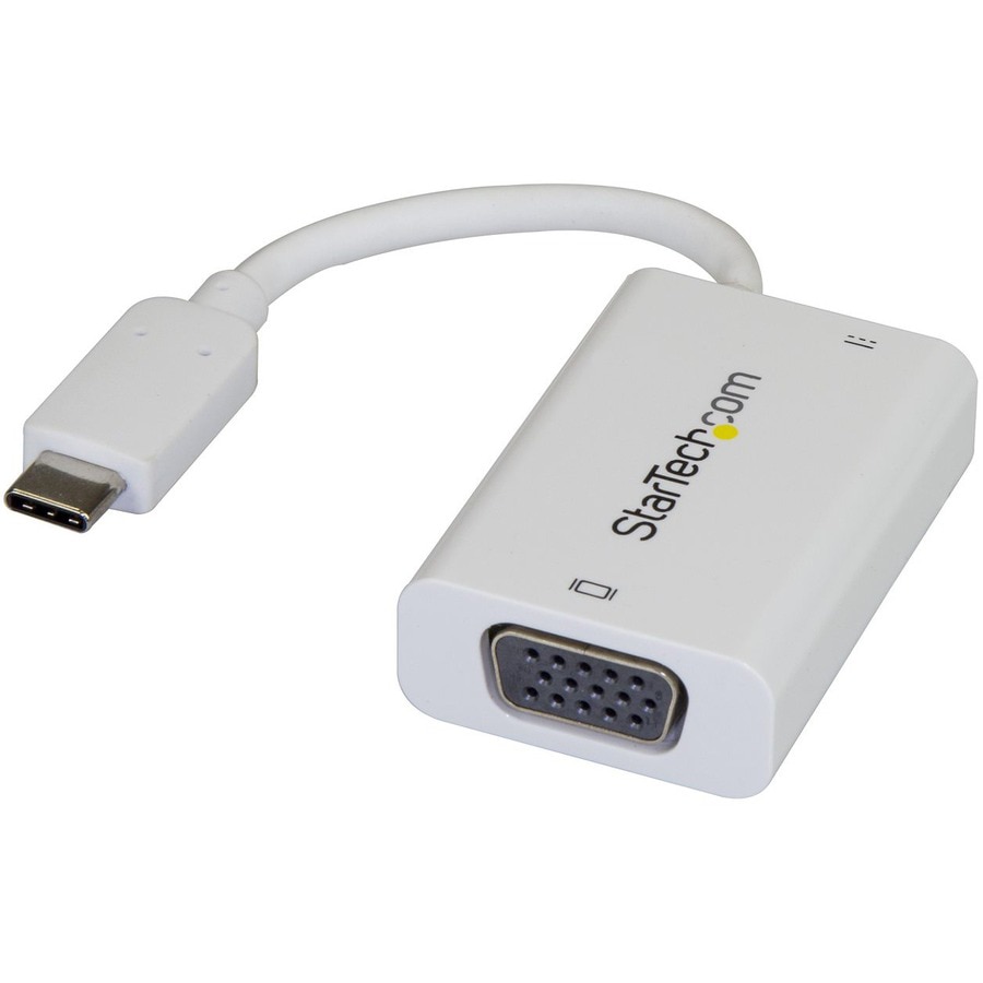 StarTech.com USB C to VGA Adapter Converter w/ 60W PD Pass-through - White