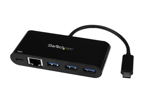 trolley bus sikring Allieret StarTech.com 3 Port USB C Hub with Ethernet, PD & 3x USB-A - USB 3.0 5Gbps  - HB30C3AGEPD - -