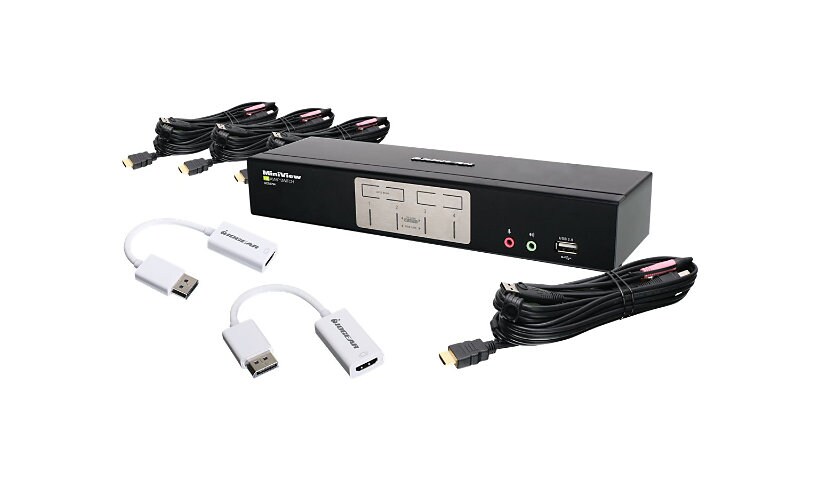 IOGEAR 4-Port HDMI and DisplayPort KVM Kit - Cables Included - KVM / audio
