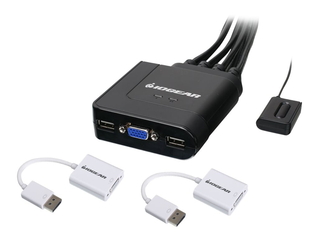 IOGEAR 2-Port USB VGA Cable KVM with DisplayPort Adapters
