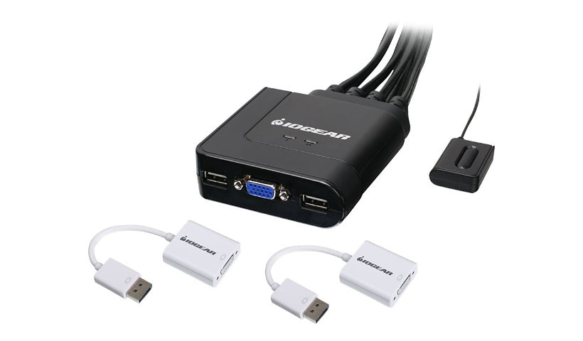 IOGEAR 2-Port USB VGA Cable KVM with DisplayPort Adapters