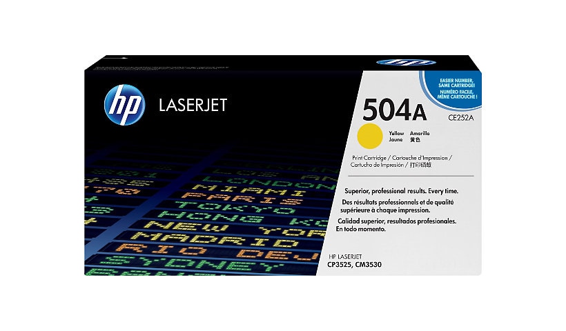 HP 504A (CE252AG) Original Laser Toner Cartridge - Single Pack - Yellow - 1 Each