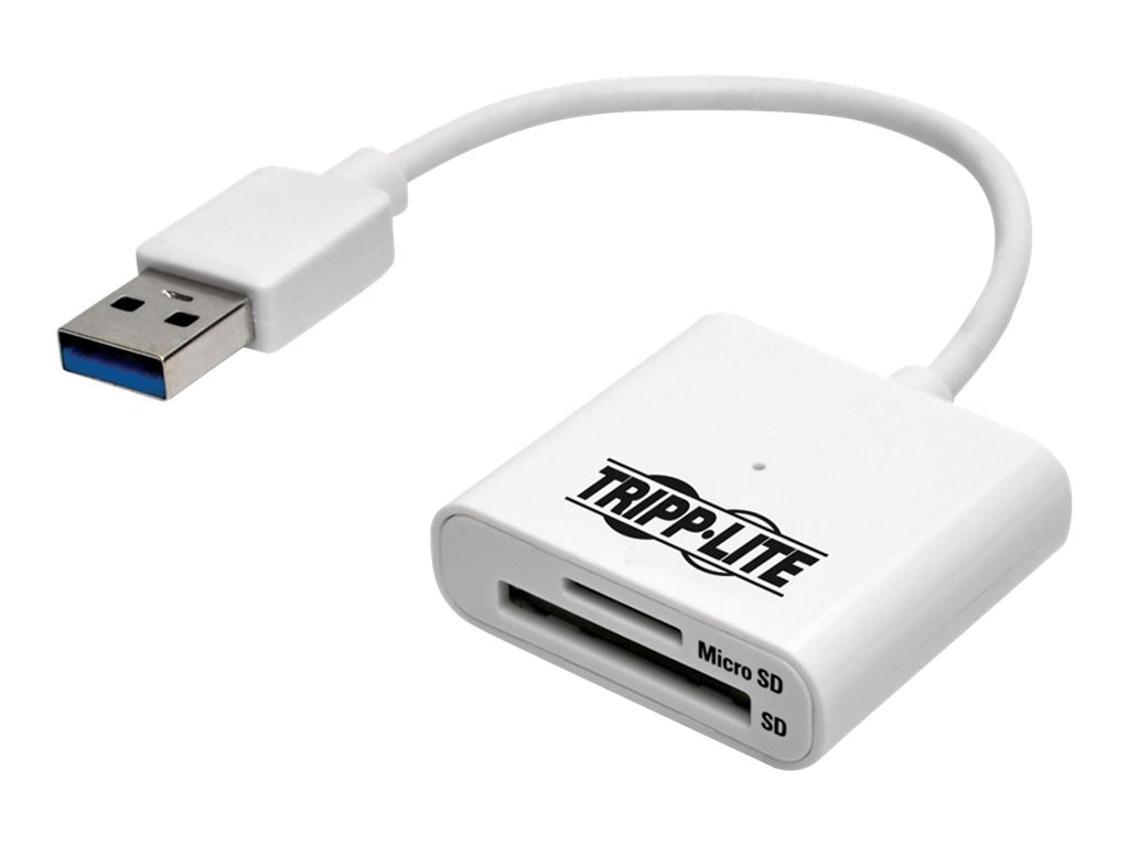 Tripp Lite USB 3.0 SuperSpeed SD/Micro SD Memory Card Media Reader with Built-In Cable, 6 in - card reader - USB 3.0