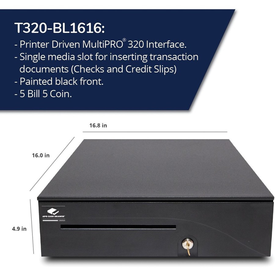 Thumbnail 3 of 8 for apg Cash Drawer Heavy Duty Series 100 Cash Drawer: T320-BL1616