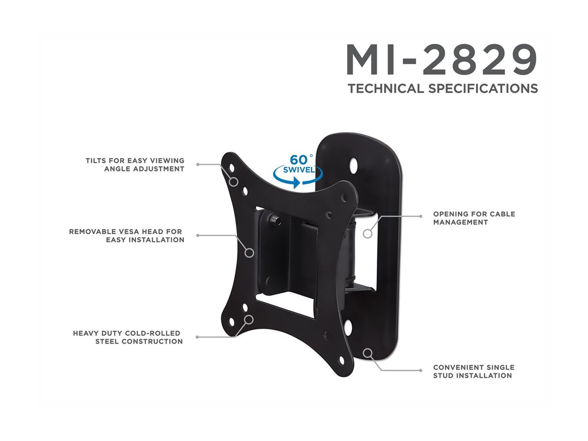 Mount-It! MI-2829 bracket - tilt - for TV / monitor