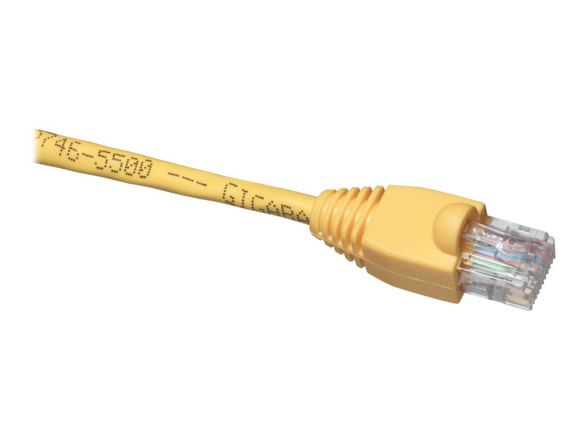 Black Box 1ft GigaBase 350 CAT5e Yellow Patch Cable, Snagless, Crossover 1'