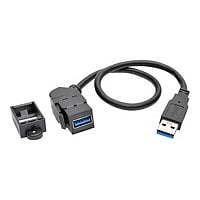 Tripp Lite USB 3.0 Keystone Panel Mount Coupler Extension Cable Angled 1'