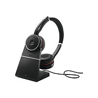 Jabra Evolve 75 MS Stereo - Headset - with Charging Stand