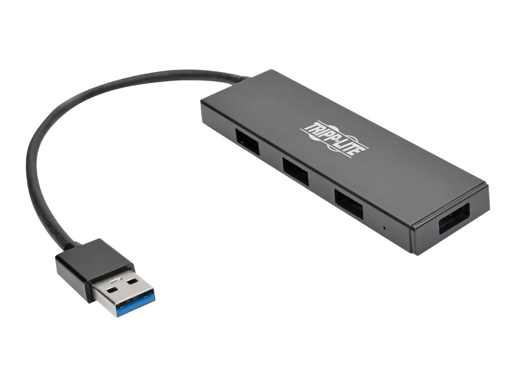 Concentrateur Tripp Lite mince portable à 4 ports USB 3.0 Superspeed avec câble intégré