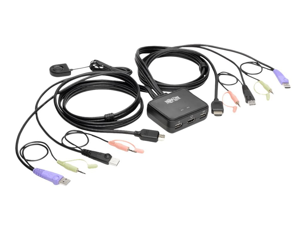Tripp Lite 2-Port KVM Switch w/ HDMI USB Audio Cables Peripheral Sharing