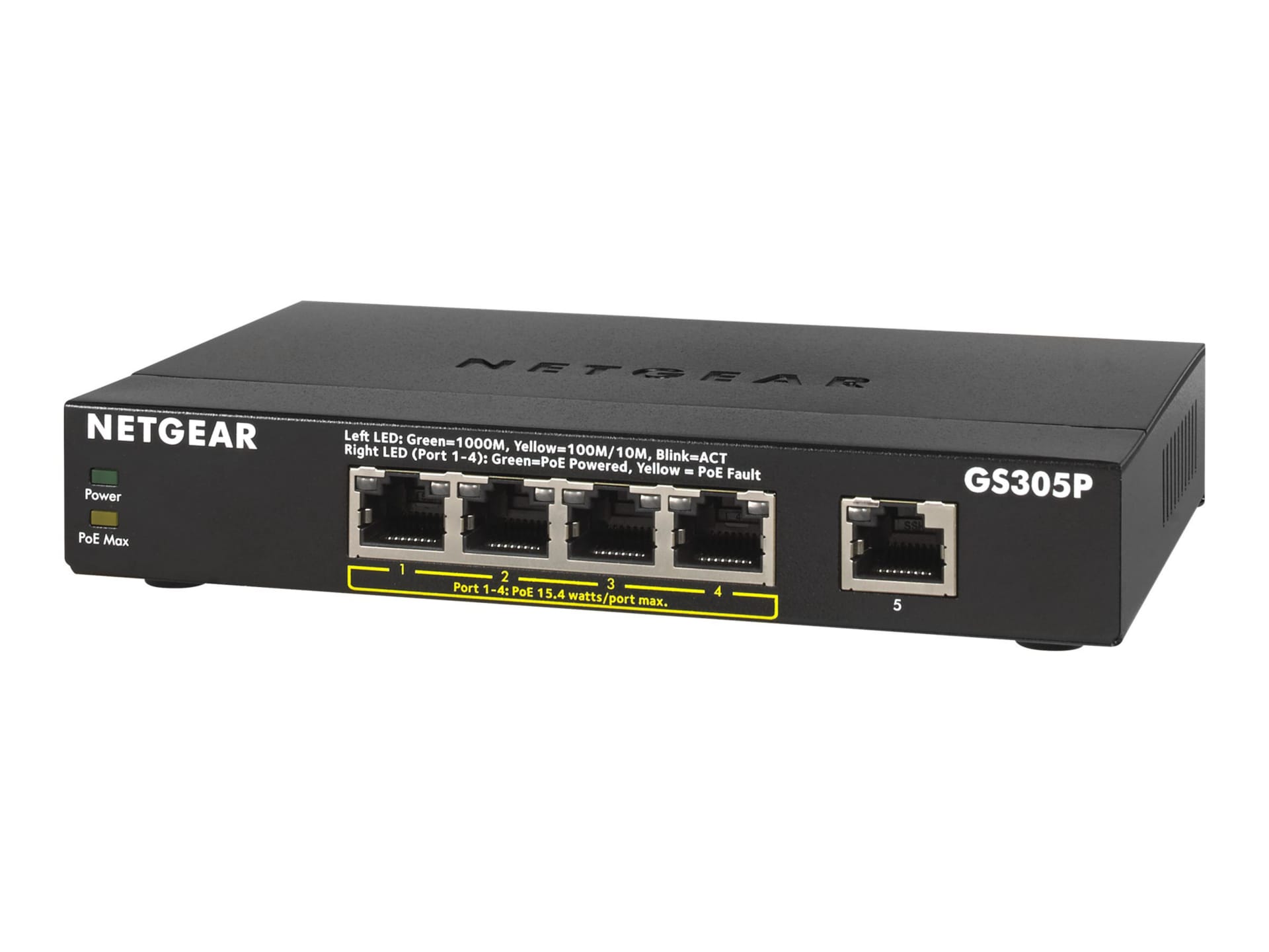 NETGEAR 5-Port Gigabit Ethernet Unmanaged Switch, 55.5W 4xPoE (GS305P ...