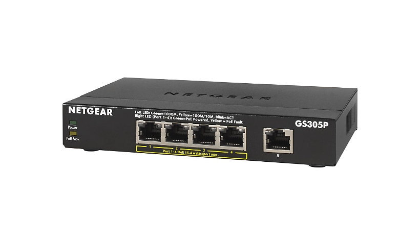 NETGEAR 5-Port Gigabit Ethernet Unmanaged Switch, 55.5W 4xPoE (GS305P)