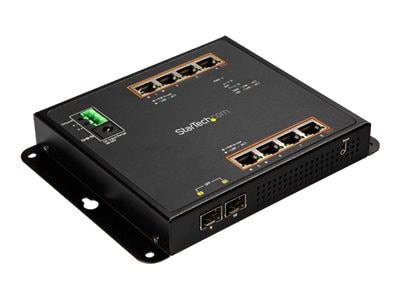 StarTech.com Industrial 8 Port Gigabit PoE+ Switch w/2 SFP Slots 30W Layer 2 Managed Network Switch