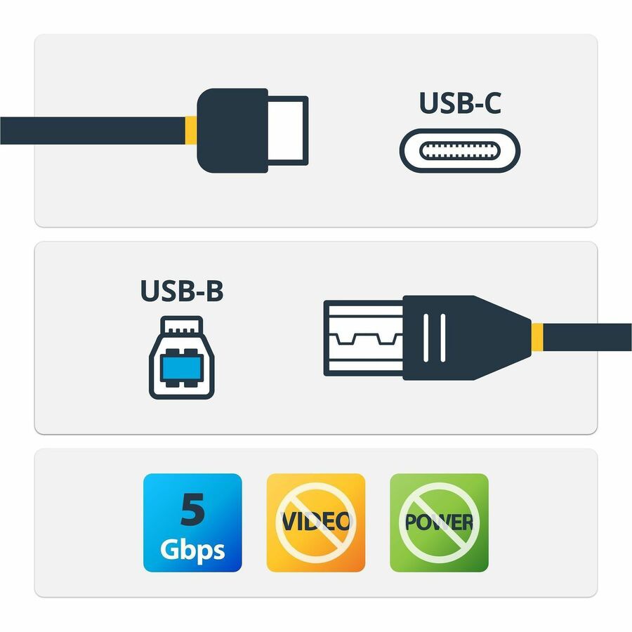 Thumbnail 3 of 6 for StarTech.com 6.6ft (2m) USB-B to USB-C Cable, USB 5Gbps, Data Cord, USB 3.0, USB-C Data Transfer Cable