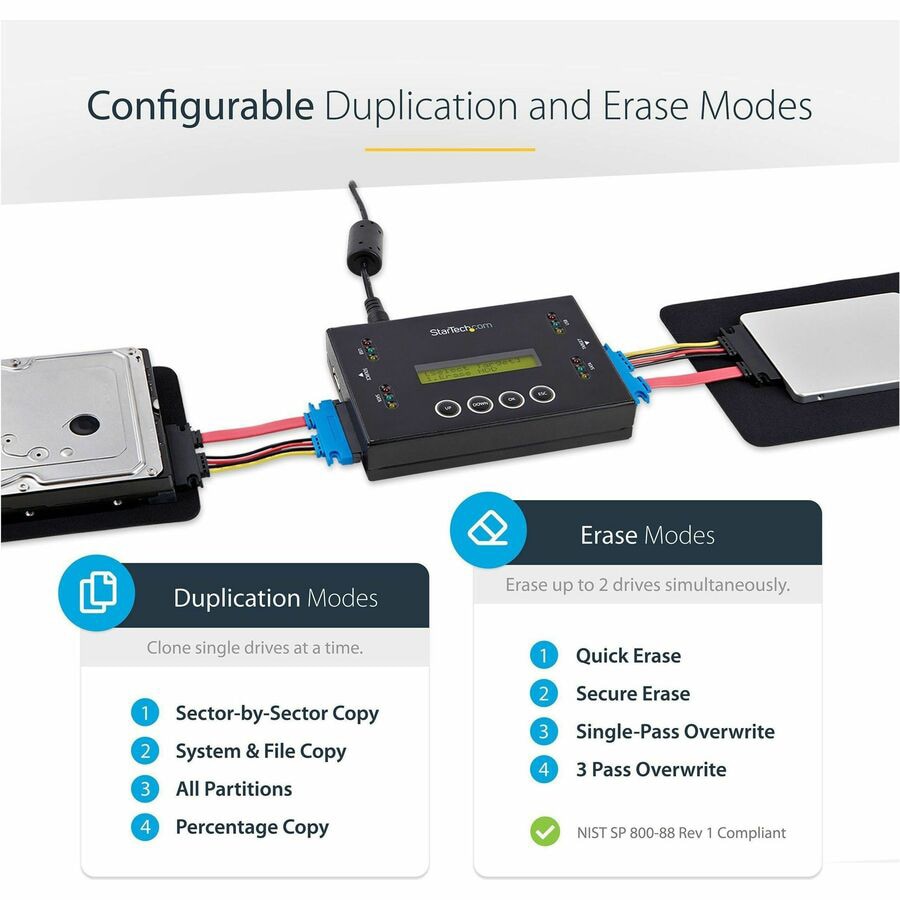 Thumbnail 4 of 7 for StarTech.com Hard Drive and USB Thumb Drive Duplicator/Eraser, USB Flash & SATA HDD/SSD Cloner/Copier & Wiper, TAA
